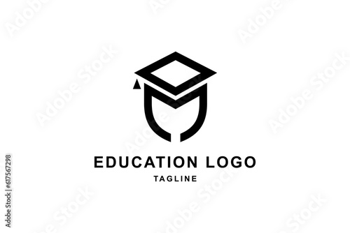 Education and letter M logo template design