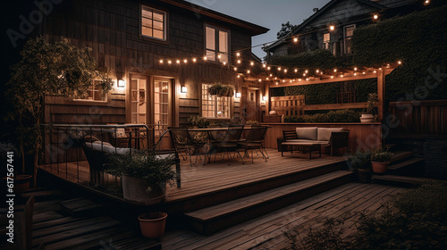 nice patio at a home in the woods