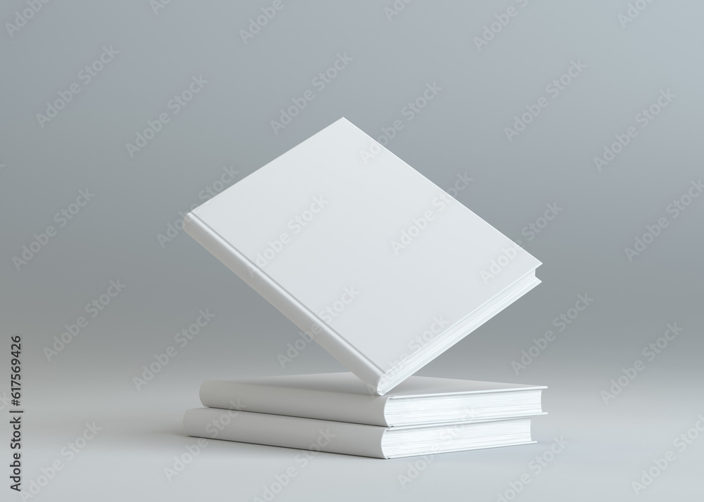 Blank books template on gray background. 3D illustration Blank books template on gray background. 3D illustration