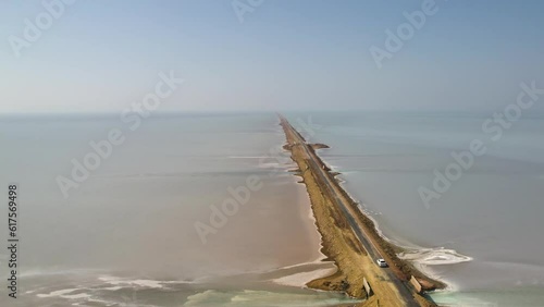 Drone view of road to heaven in Dholavira, Gujarat, India.