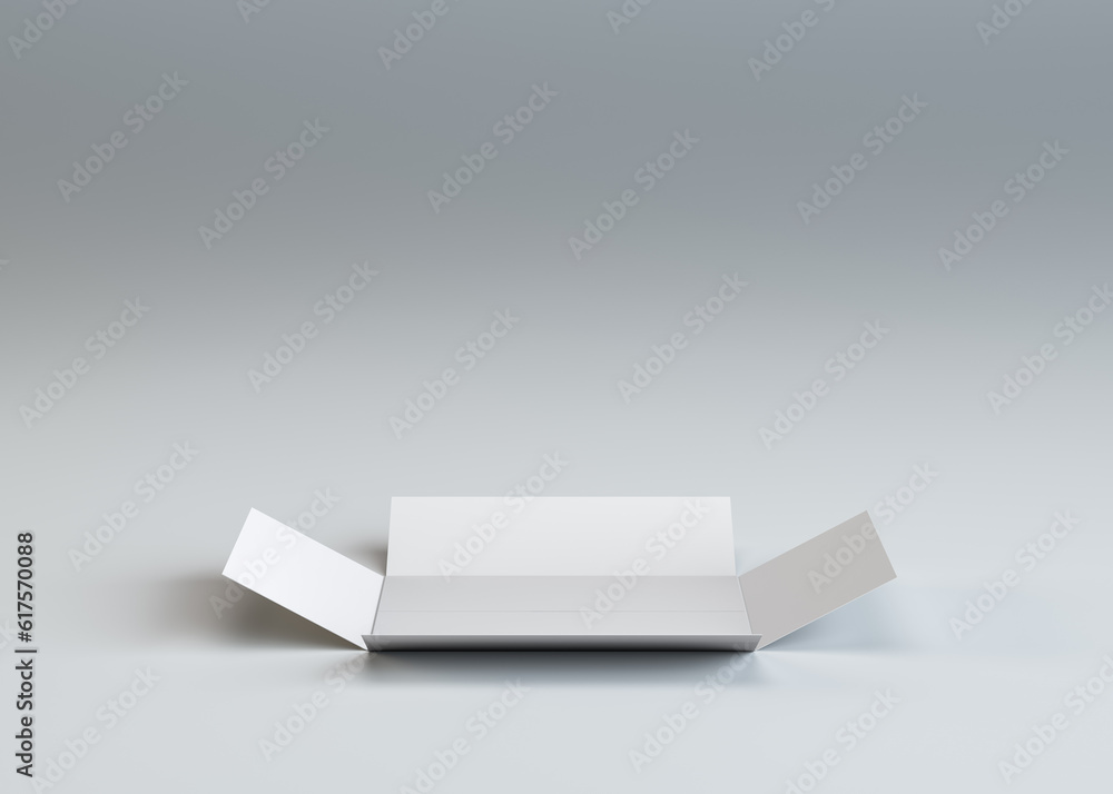 White open blank cardboard box. Gray background. 3d illustration White open blank cardboard box. Gray background. 3d illustration