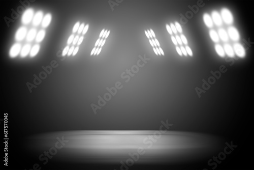 The light from the row of windows on the wall illuminates the dark background. Template for your design. 3d illustration