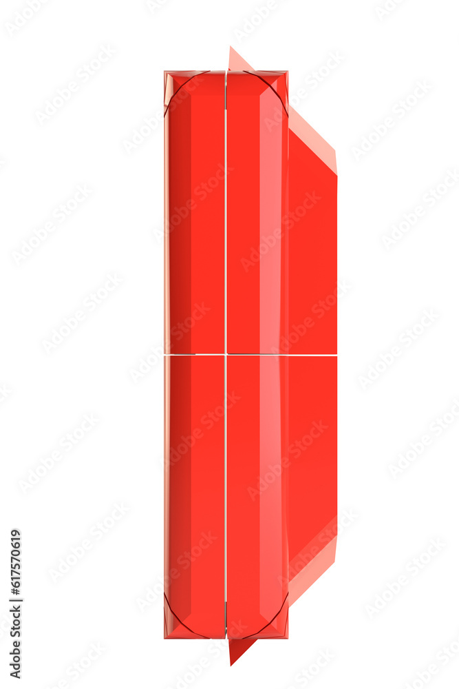 Futuristic red cracked letter. Abstract font for your design. Isolated on white background. 3D illustration Futuristic red cracked letter. Abstract font for your design. Isolated on white background. 3D illustration