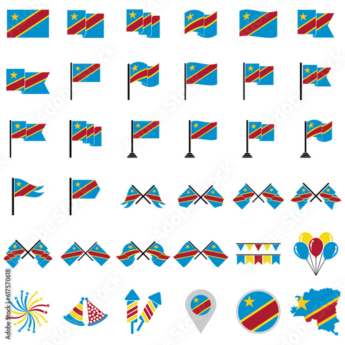 Congo flags icon set, Congo independence day icon set vector sign symbol