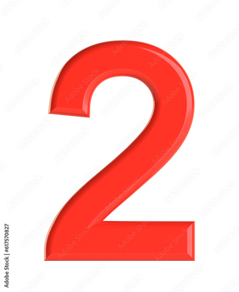 Red number. Beautiful font for your design. Isolated on white background. 3D illustration Red number. Beautiful font for your design. Isolated on white background. 3D illustration