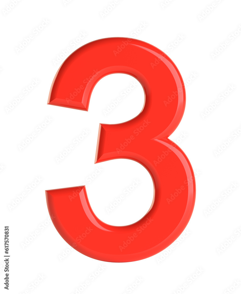 Red number. Beautiful font for your design. Isolated on white background. 3D illustration Red number. Beautiful font for your design. Isolated on white background. 3D illustration