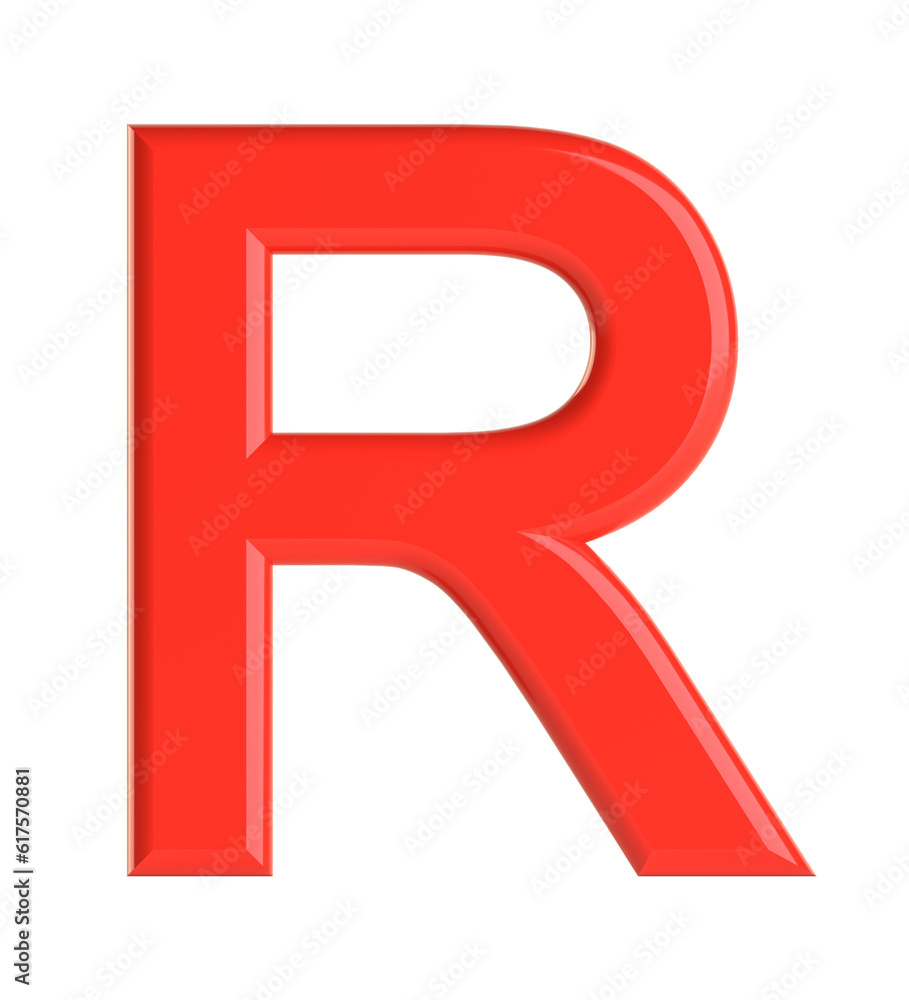 Red letter. Beautiful font for your design. Isolated on white background. 3D illustration