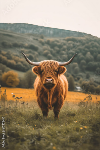 Scottish Highland Cow, Scottish Highland cow Head Portrait.
