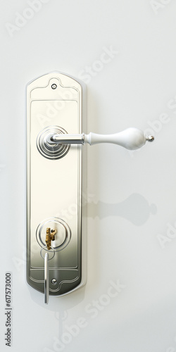 3d illustration of a door handle with door key