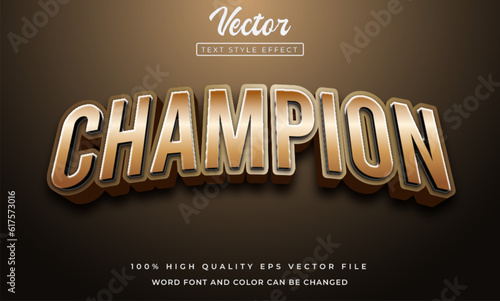 editable champion text effect 3d style