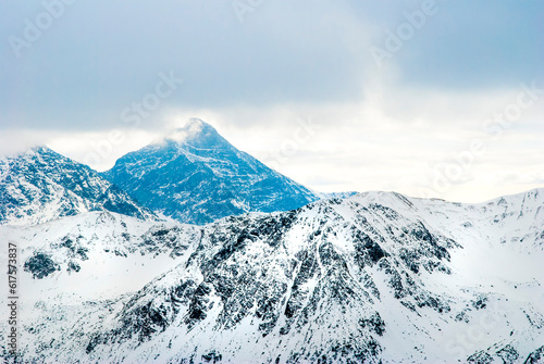 Tatry mountains with snow-covered peaks in Poland.