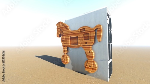 Fotografía Trojan horse and the computer
