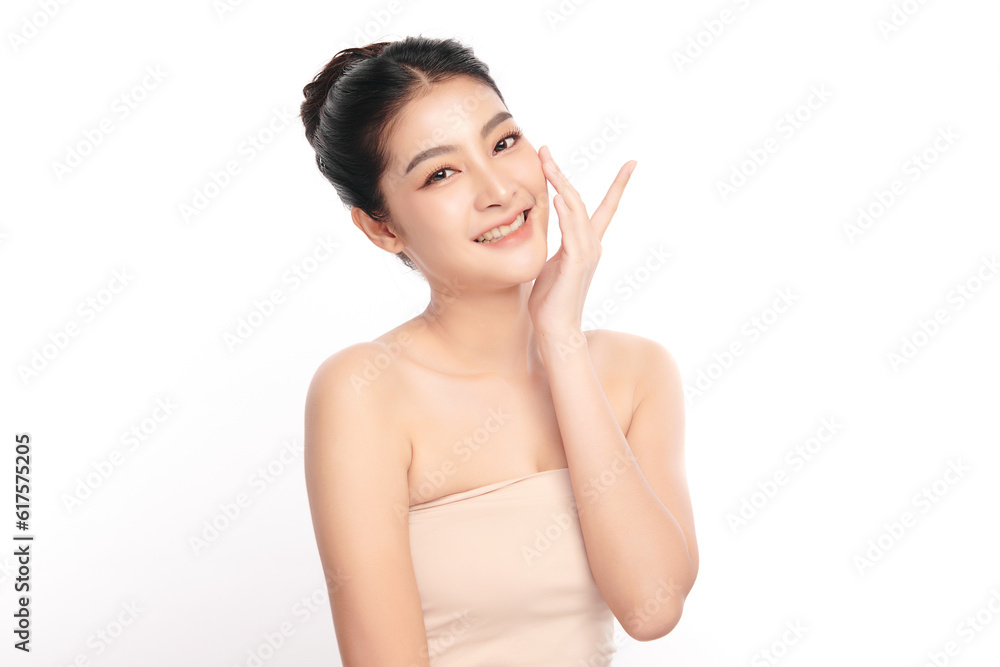 Beautiful young asian woman with clean fresh skin on white background, Face care, Facial treatment, Cosmetology, beauty and spa, Asian women portrait. Beautiful young asian woman with clean fresh skin on white background, Face care, Facial treatment, Cosmetology, beauty and spa, Asian women portrait.