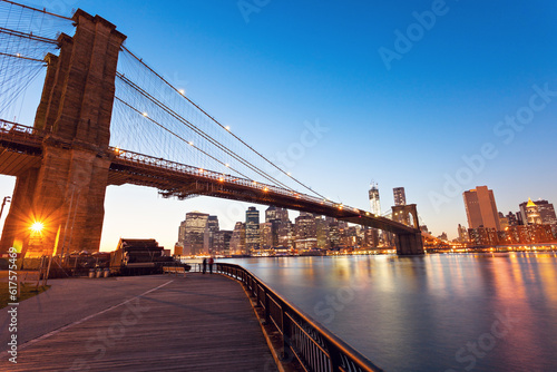 Brooklyn Bridge in New York at evening. New York, USA. © Designpics