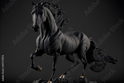 The big black horse paper statue