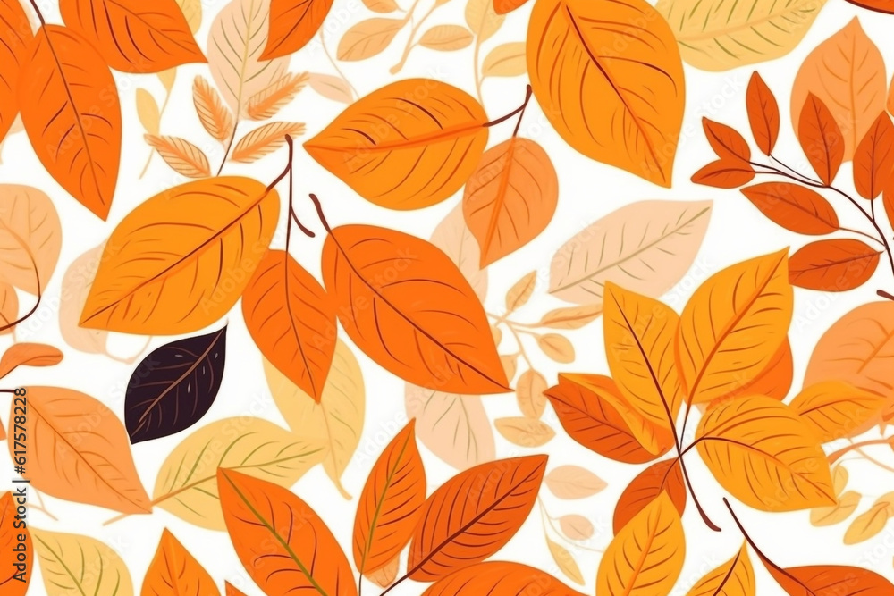 orange and leaves pattern, in the style of anime aesthetic, clean and simple designs. Generative ai orange and leaves pattern, in the style of anime aesthetic, clean and simple designs. Generative ai