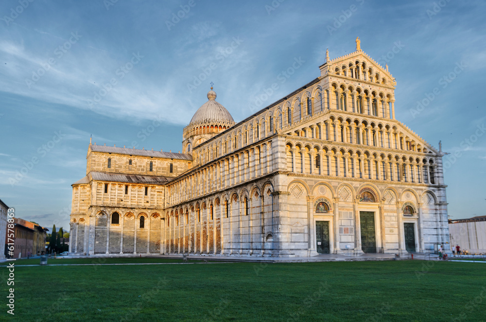Sunset view of Pisa Cathedral, Tuscany, Italy