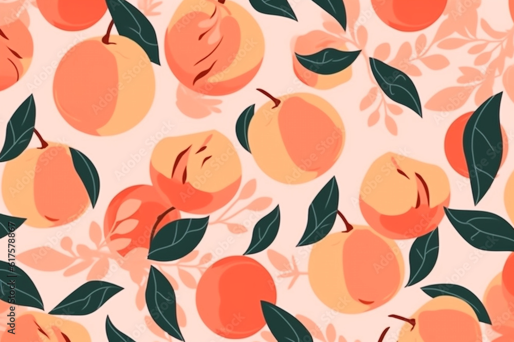 peach fruit and leaves pattern, in the style of anime aesthetic, clean and simple designs. Generative ai
peach fruit and leaves pattern, in the style of anime aesthetic, clean and simple designs. Generative ai