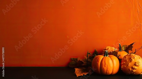 Side View of Halloween banner concept design of bunch of orange pumpkins on spooky background