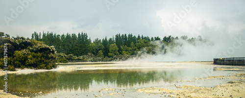 Waiotapu, also spelt Wai-O-Tapu is an active geothermal area at the southern end of the Okataina Volcanic Centre, just north of the Reporoa caldera, in New Zealand's Taupo Volcanic Zone photo