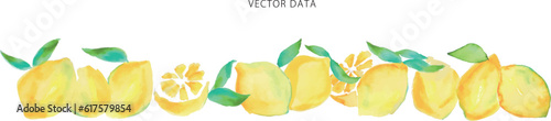 水彩画。水彩タッチのレモンベクターイラスト。夏のレモン挿絵。Watercolor painting. Lemon vector illustration with watercolor touch. Summer lemon illustration.