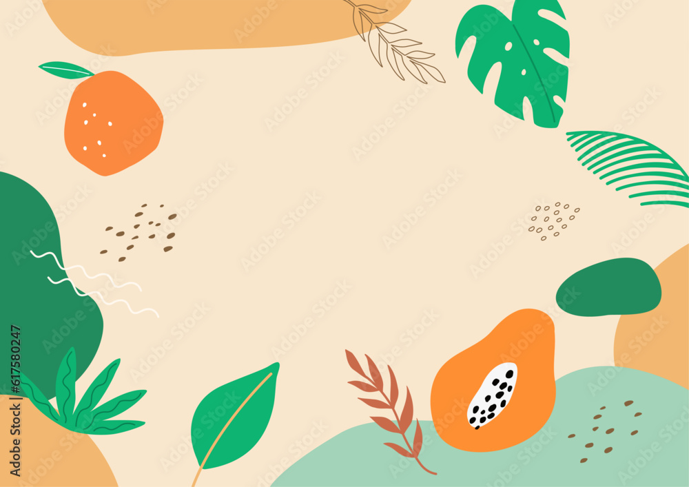 Vector Abstract summer background vector with tropical plants. illustration of summer.