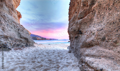 Sunset view of Treasure Island Beach at the Montage in Laguna Beach, California, United States