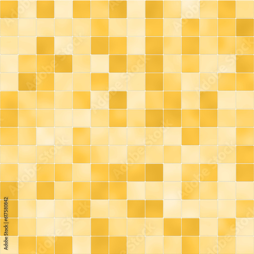Yellow tile wall checkered background bathroom floor texture. Wall and floor tiles ceramic mosaic background in bathroom decoratic seamless pattern