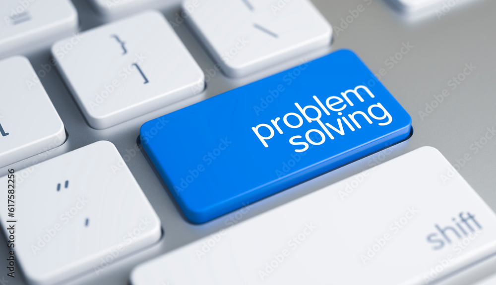 Problem Solving Keypad on Keyboard Keys. High Quality Render of a Slim Aluminum Keyboard Key. The Key is Blue in Color and there is Message Problem Solving on It. 3D Illustration. Problem Solving Keypad on Keyboard Keys. High Quality Render of a Slim Aluminum Keyboard Key. The Key is Blue in Color and there is Message Problem Solving on It. 3D Illustration.