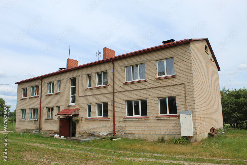 Small Soviet-era apartment building in Sece, Latvia
