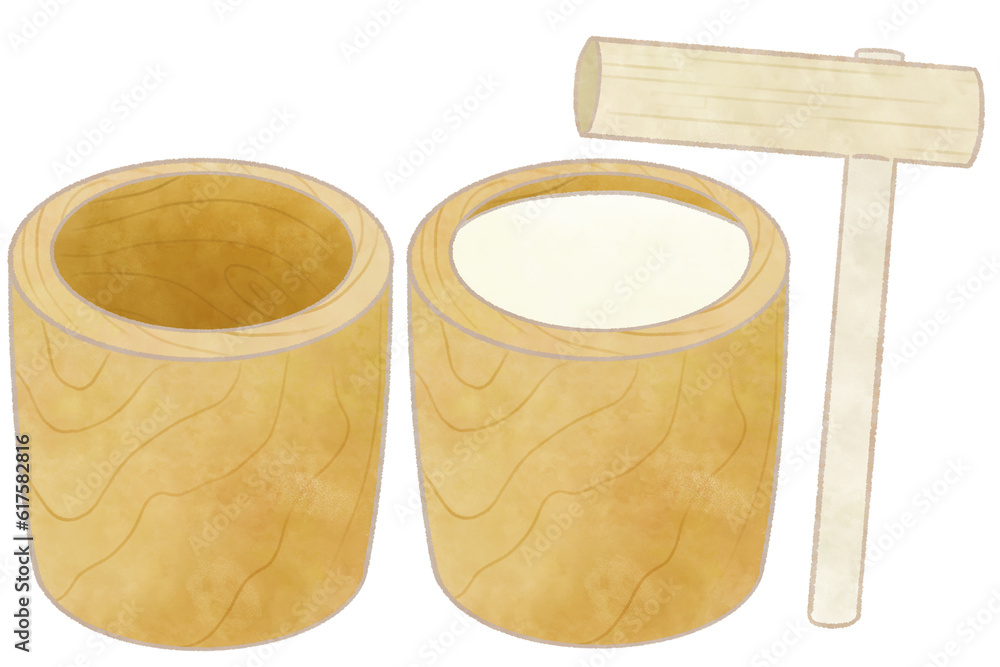Rice mortar and wooden pestle clipart PNG Stock Illustration Adobe Stock
