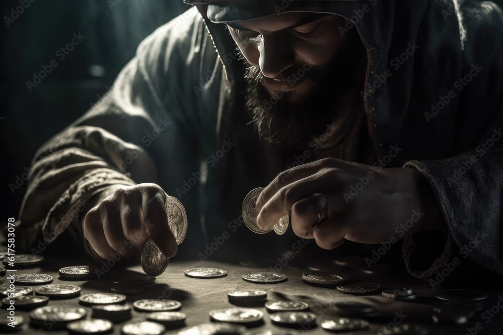 Judas 30 pieces of silver, sack thirty coins biblical symbol betrayal ...