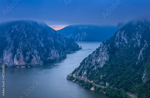 landscape in Danube Gorges (Cazanele Mari), Romania