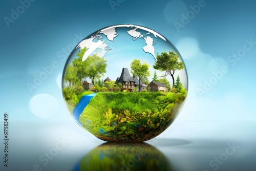 Illustration image  Nature and Sustainability  Eco-friendly Living and conservation  Concept art of Earth and animal life in different environments  Generative AI illustration