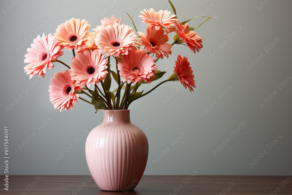 Gerbera bouquet flower in a vase. Generative Ai Gerbera bouquet flower in a vase. Generative Ai