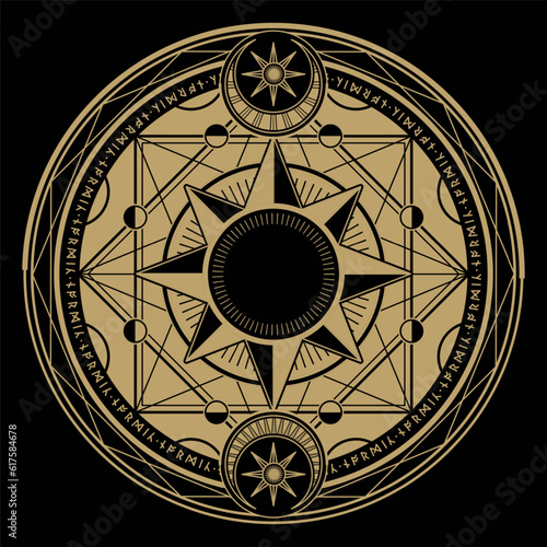 mysterious golden magical circle vector design