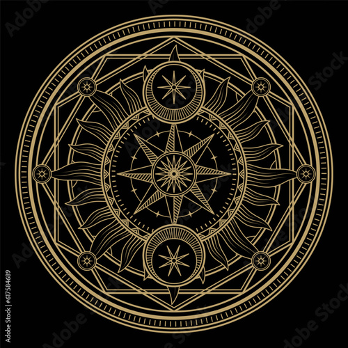 mysterious golden magical circle vector design