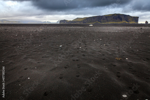 Black sand beach near village of Vik on Southern coast of Iceland