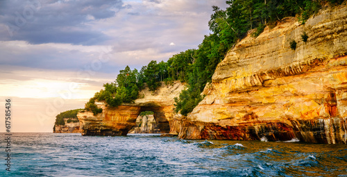 Lovers Leap rock formation at Pictured Rocks National Lakeshore on Upper Peninsula, Michigan
