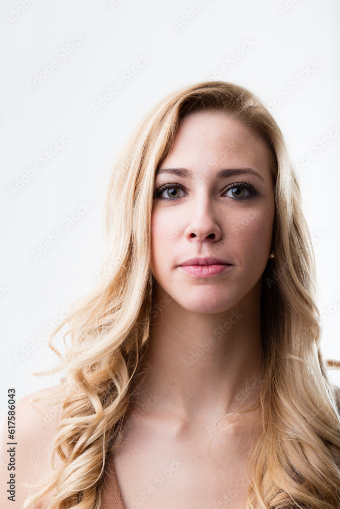 blonde woman studio portrait on white background blonde woman studio portrait on white background