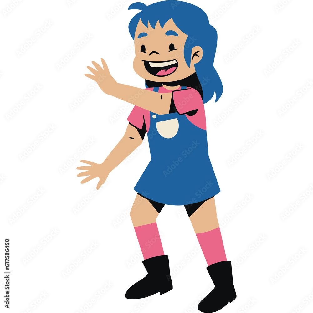 illustration of a girl waving hand and smile illustration of a girl waving hand and smile