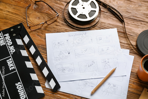 Storyboard with movie clapp...