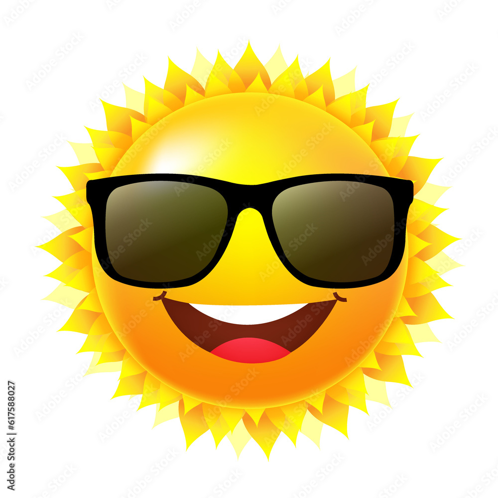 Sun With Sunglasses With Gradient Mesh, Vector Illustration