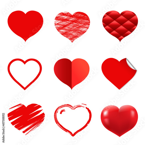 Hearts Set, Vector Illustration