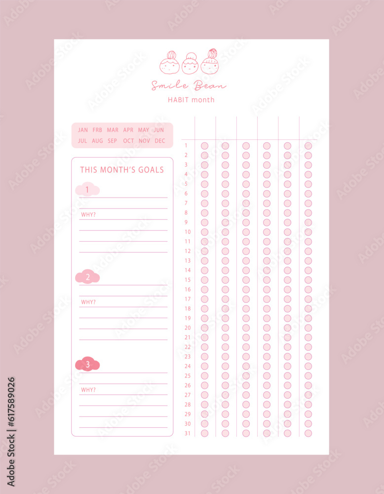 30 Day challenge and goal Planner. Cute style with Smile Bean partners. Plan your day make dream happen. 30 Day challenge and goal Planner. Cute style with Smile Bean partners. Plan your day make dream happen.
