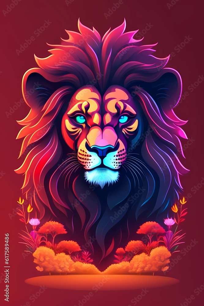 A detailed illustration of a lion head, Generative AI