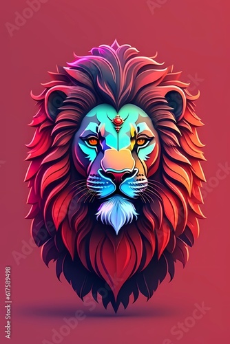 A detailed illustration of a lion head  Generative AI
