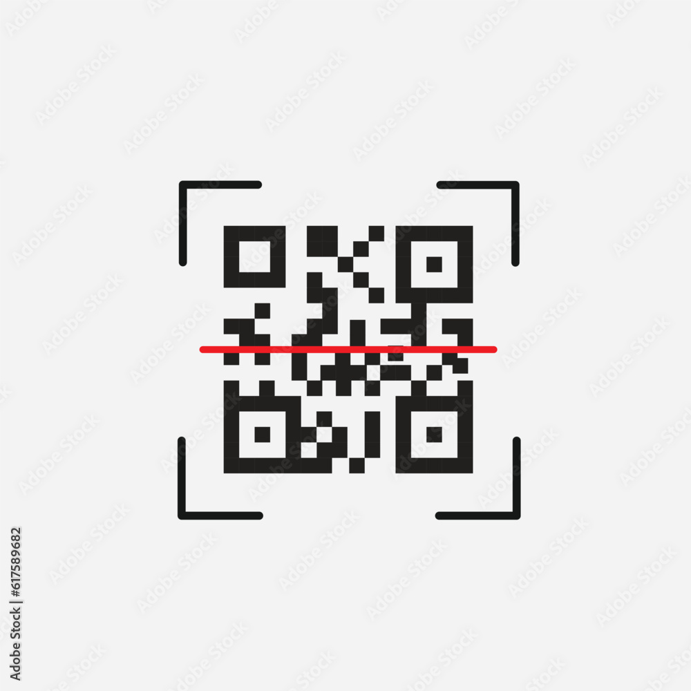 QR code icon. Stroke outline style. Vector QR code sample for smartphone scanning, Vector. Isolate on white background. QR code icon. Stroke outline style. Vector QR code sample for smartphone scanning, Vector. Isolate on white background.
