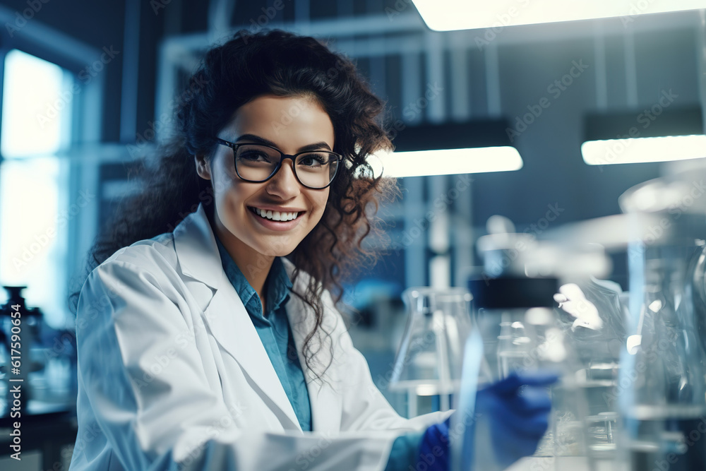 Female scientists or doctors doing experiments in the laboratory. created with generative AI technology. Female scientists or doctors doing experiments in the laboratory. created with generative AI technology.