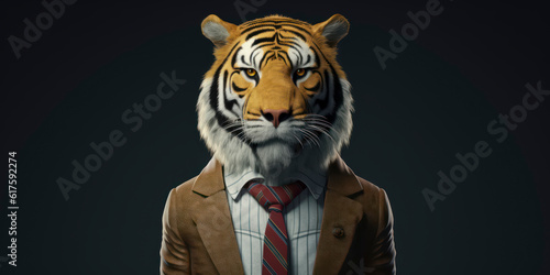 A portrait of a Tiger wearing a business suit. AI Generated
